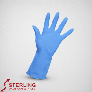 Blue household gloves