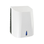 White hand dryer with blue LED indicator