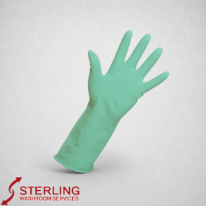 Green household gloves