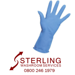 Blue household gloves