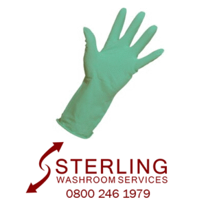 Green household gloves